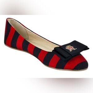 NWOT LILLYBEE U MARYLAND TERRAPINS RED/BLACK REMOVABLE BOW FLATS Sz.8